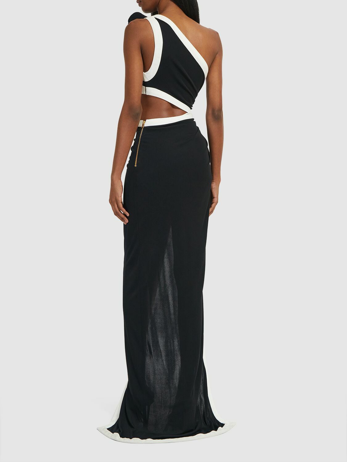 BALMAIN - Asymmetric Long Jersey Slit Dress