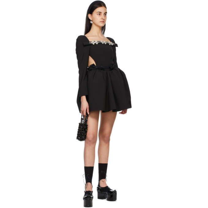shushu/tong black bow mini dress SHUSHU/TONG - Women's Off Shoulder Slim Mini Dress