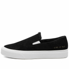 Woman by Common Projects Women's Shearling Suede Slip On Shoes in Black