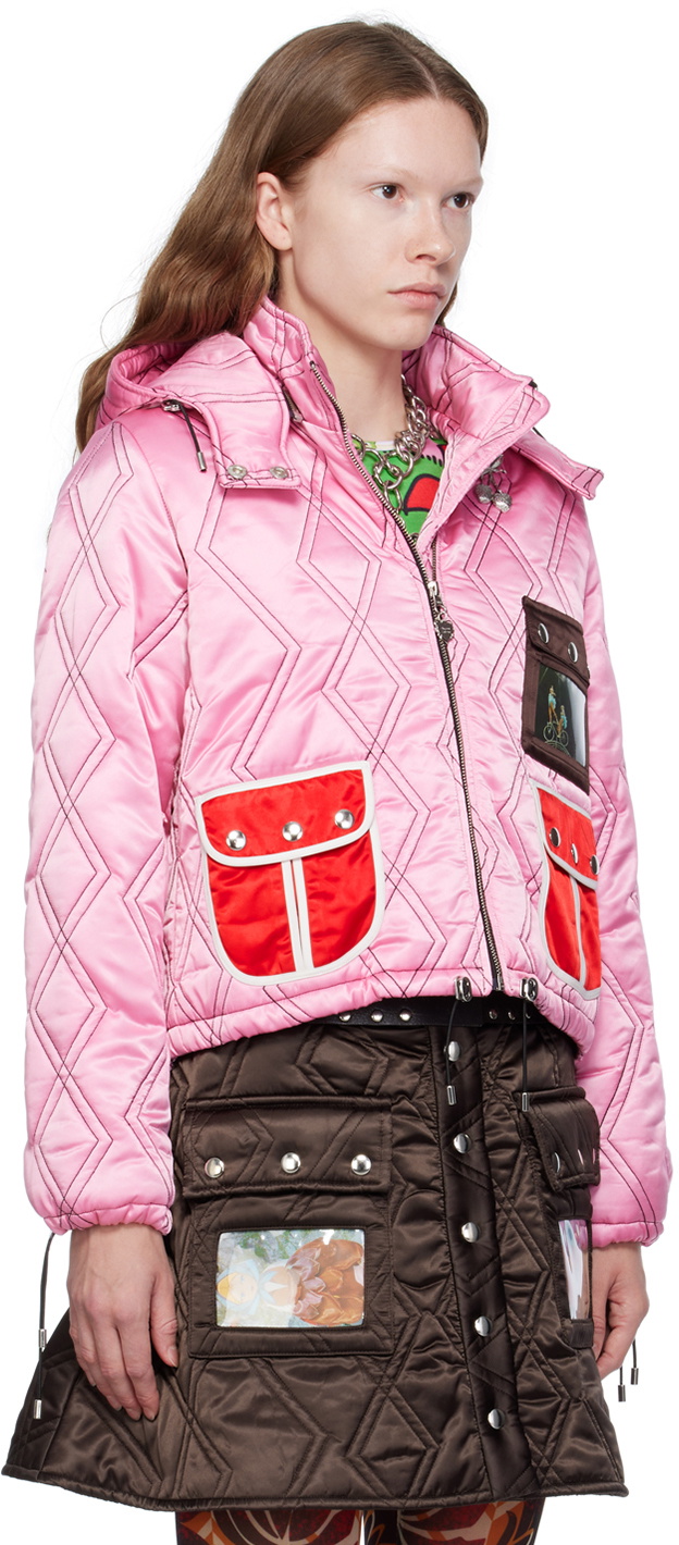 CHRISTIAN DIOR PINK MONOGRAM LOGO PINK PUFFER JACKET