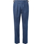 Rubinacci - Manny Tapered Pleated Stretch-Denim Trousers - Men - Blue