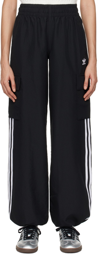 Photo: adidas Originals Black Adicolor 3-Stripes Cargo Pants