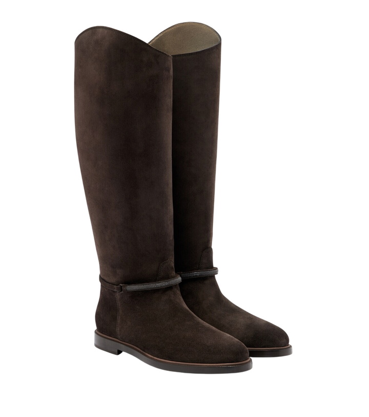 Photo: Brunello Cucinelli Monili suede knee-high boots