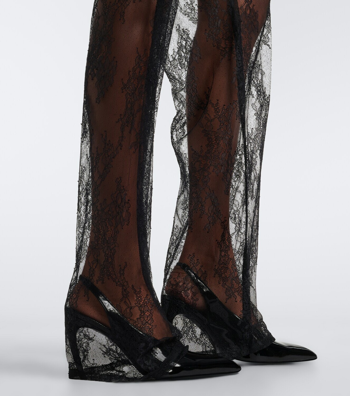 Blumarine Lace-trimmed wide-leg jeans