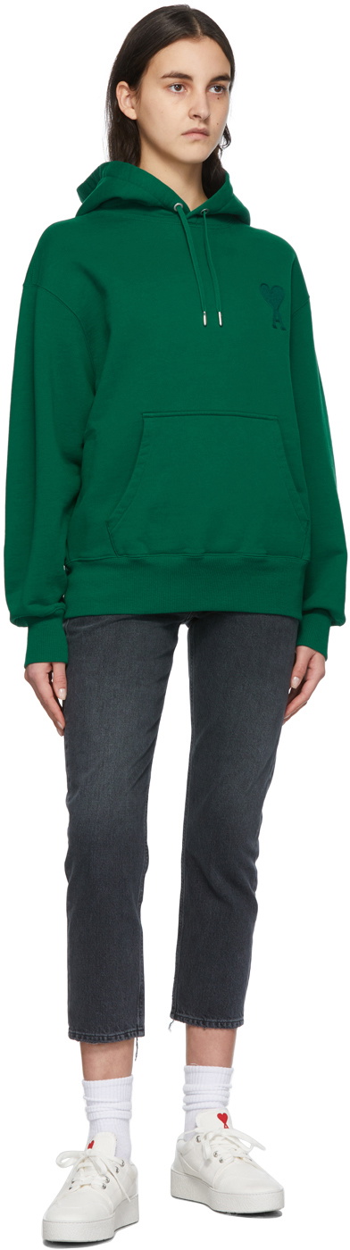 AMI Paris Green Ami De Cœur Hoodie AMI