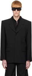 ALAINPAUL Black Single Breasted Tailored Blazer