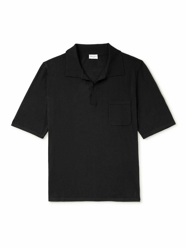 Photo: SAINT LAURENT - Wool Polo Shirt - Black