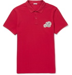 Moncler - Slim-Fit Appliquéd Cotton-Piqué Polo Shirt - Men - Red