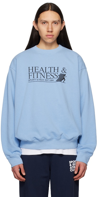 Photo: Sporty & Rich Blue 'Health & Fitness' Sweatshirt