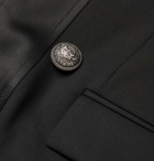 Balmain - Black Slim-Fit Panelled Wool and Tech-Jersey Blazer - Black