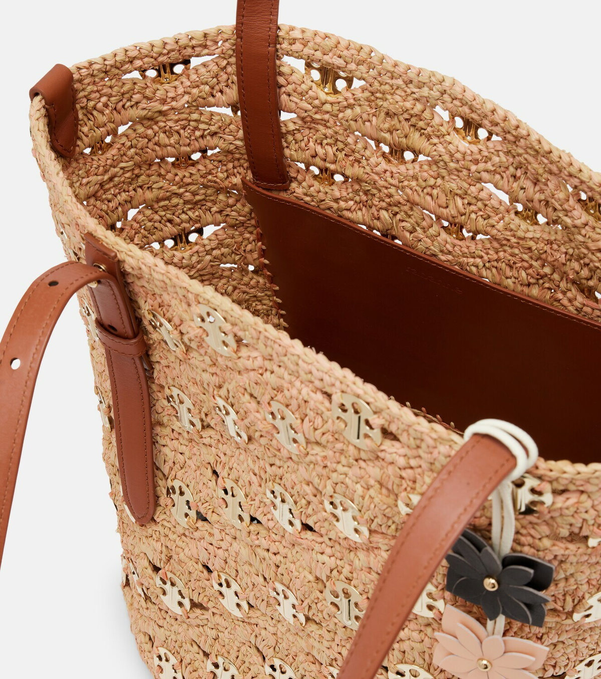 Rabanne Small embellished raffia tote bag