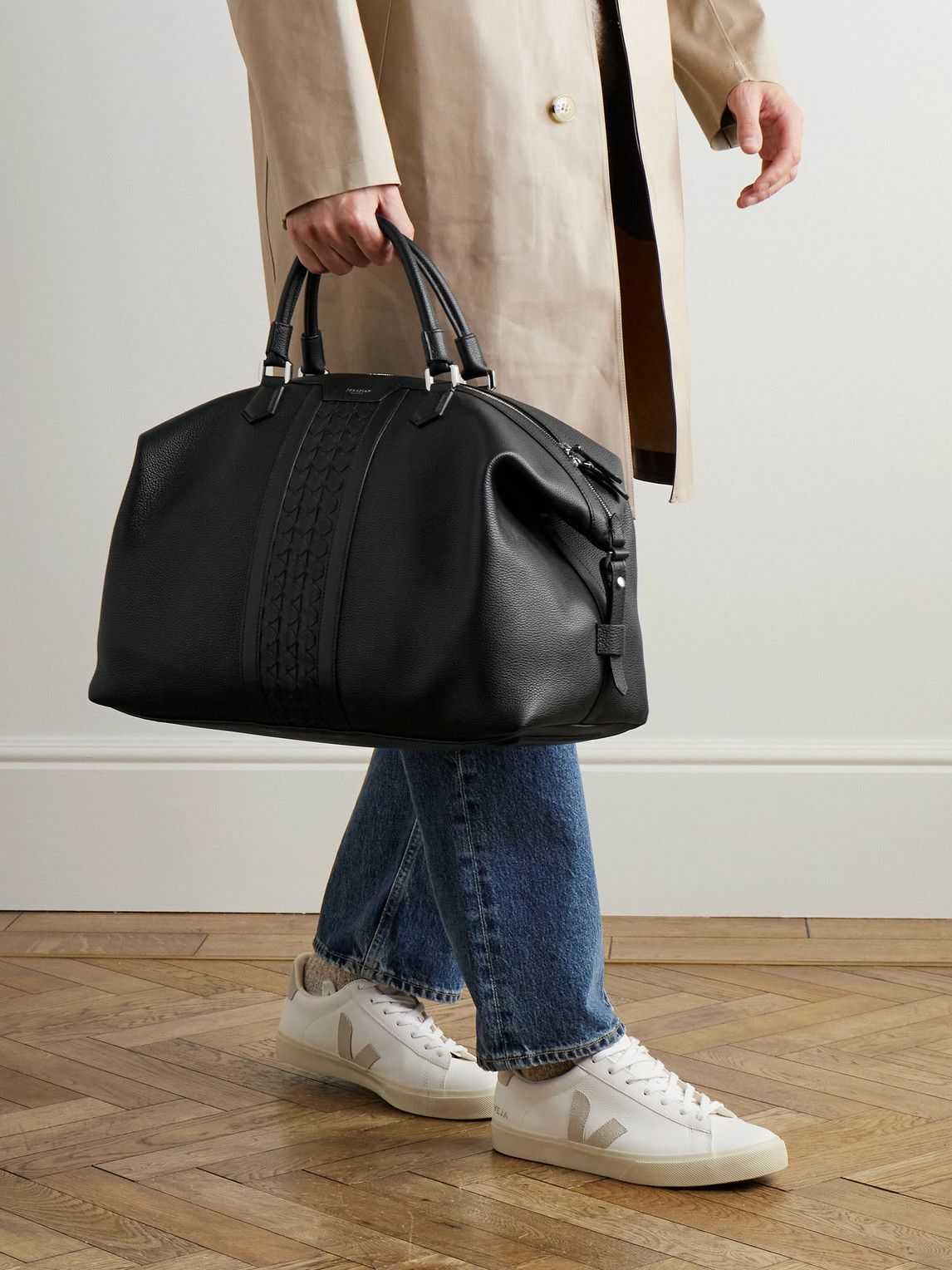 Serapian - Mosaico Textured and Cachemire Full-Grain Leather Weekend Bag