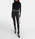 Blumarine Floral-appliqué wool turtleneck sweater