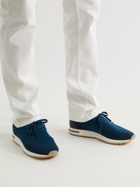 Loro Piana - 360 Flexy Walk Leather-Trimmed Knitted Wool Sneakers - Blue