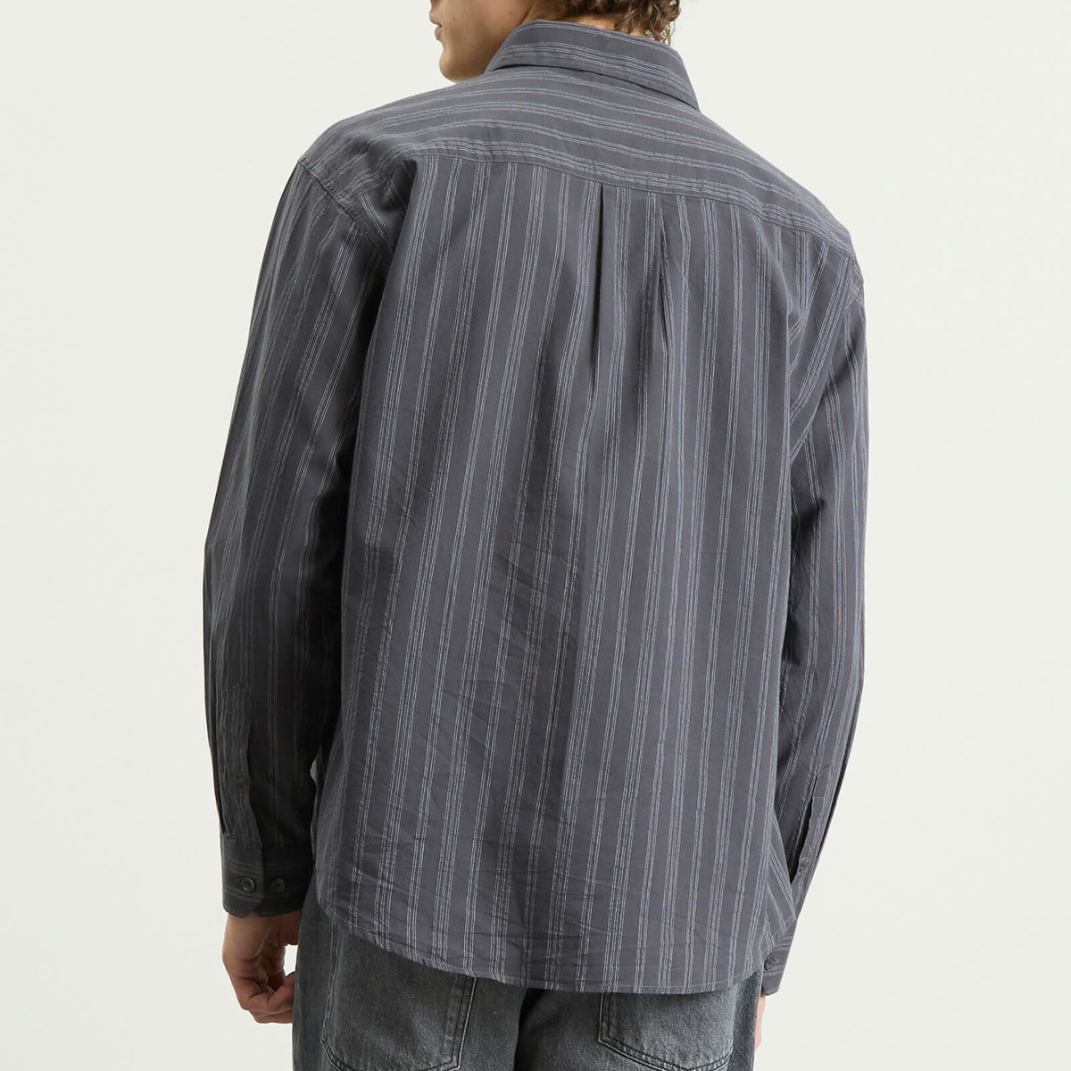 mfpen Men's Executive Shirt in Dark Grey Double Stripe mfpen