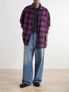 Balenciaga - Logo-Debossed Checked Wool-Blend Flannel Overshirt - Purple