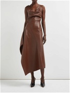 BOTTEGA VENETA - Leather Asymmetric Midi Dress