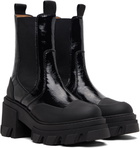 GANNI Black Cleated Heeled Mid Chelsea Boots