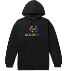 Balenciaga - Oversized Logo-Embroidered Loopback Cotton-Jersey Hoodie - Black