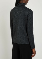 Eileen Fisher Metallic-weave Merino Wool top Black
