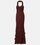 Self-Portrait Scarf-detail jersey gown