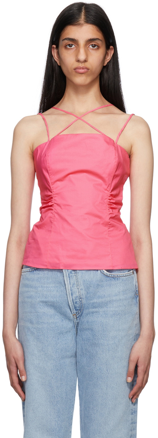 FRAME Pink Tie Back Tank Top