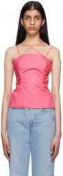 FRAME Pink Tie Back Tank Top