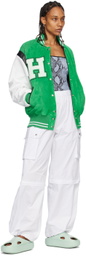 HALFBOY Green & White Paneled Bomber Jacket