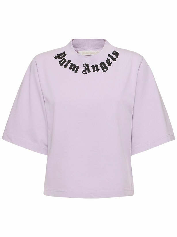 Photo: PALM ANGELS Neck Logo Cropped Cotton T-shirt