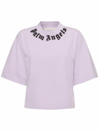 PALM ANGELS Neck Logo Cropped Cotton T-shirt