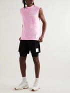 Satisfy - Distressed Logo-Print MothTech™ Cotton-Jersey Tank Top - Pink