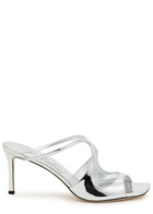 Jimmy Choo Anise 75 Metallic Leather Mules Silver