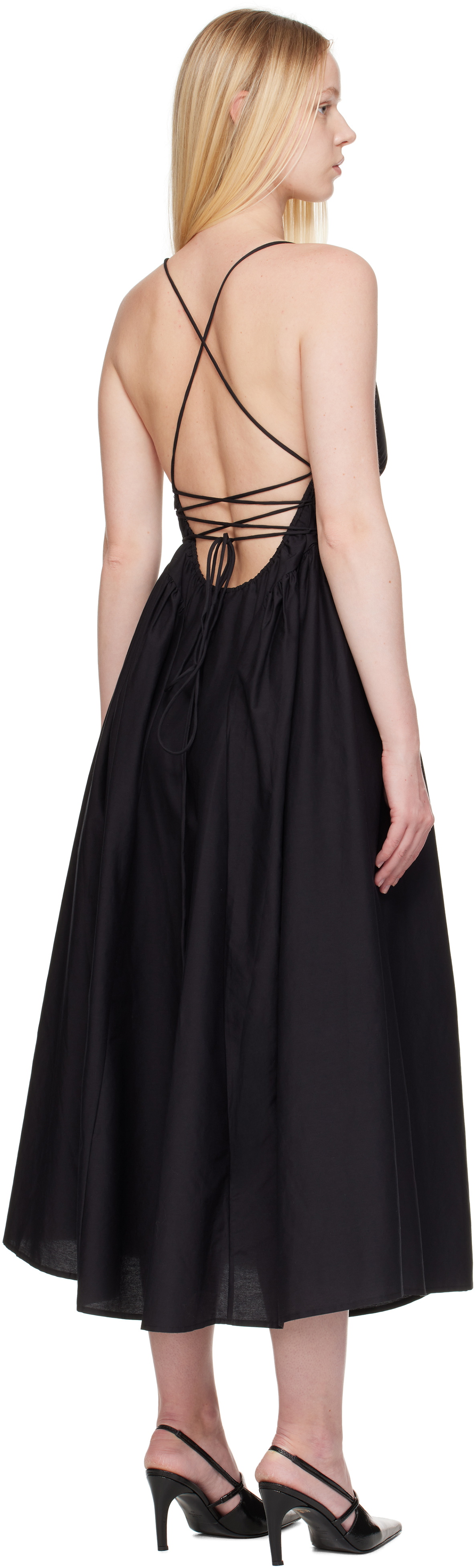 Silk Laundry Black Dive Midi Dress