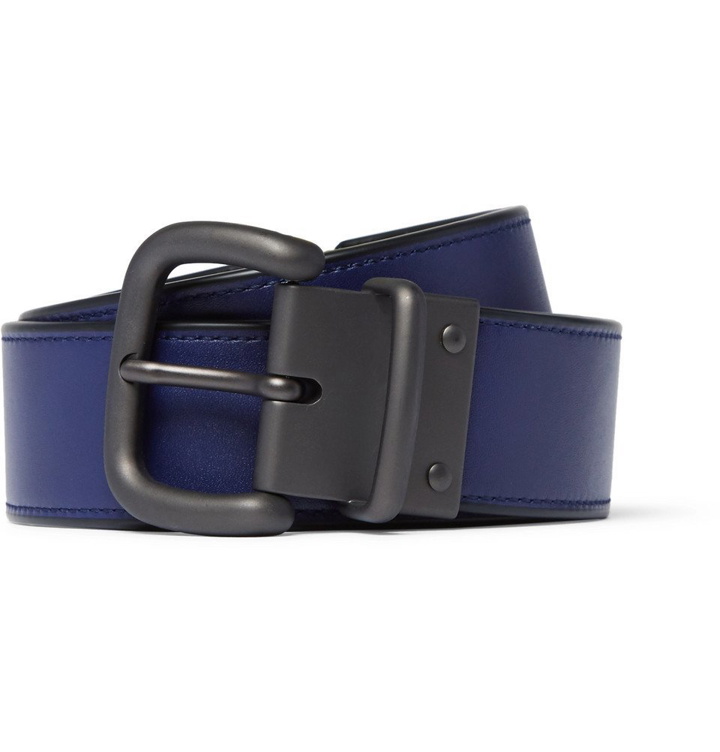 Photo: Bottega Veneta - 3.5cm Blue and Black Reversible Intrecciato Leather Belt - Men - Blue