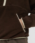 Sporty & Rich Serif Logo Sherpa Quarter Zip Brown Womens Fleece Jackets/Half-Zip