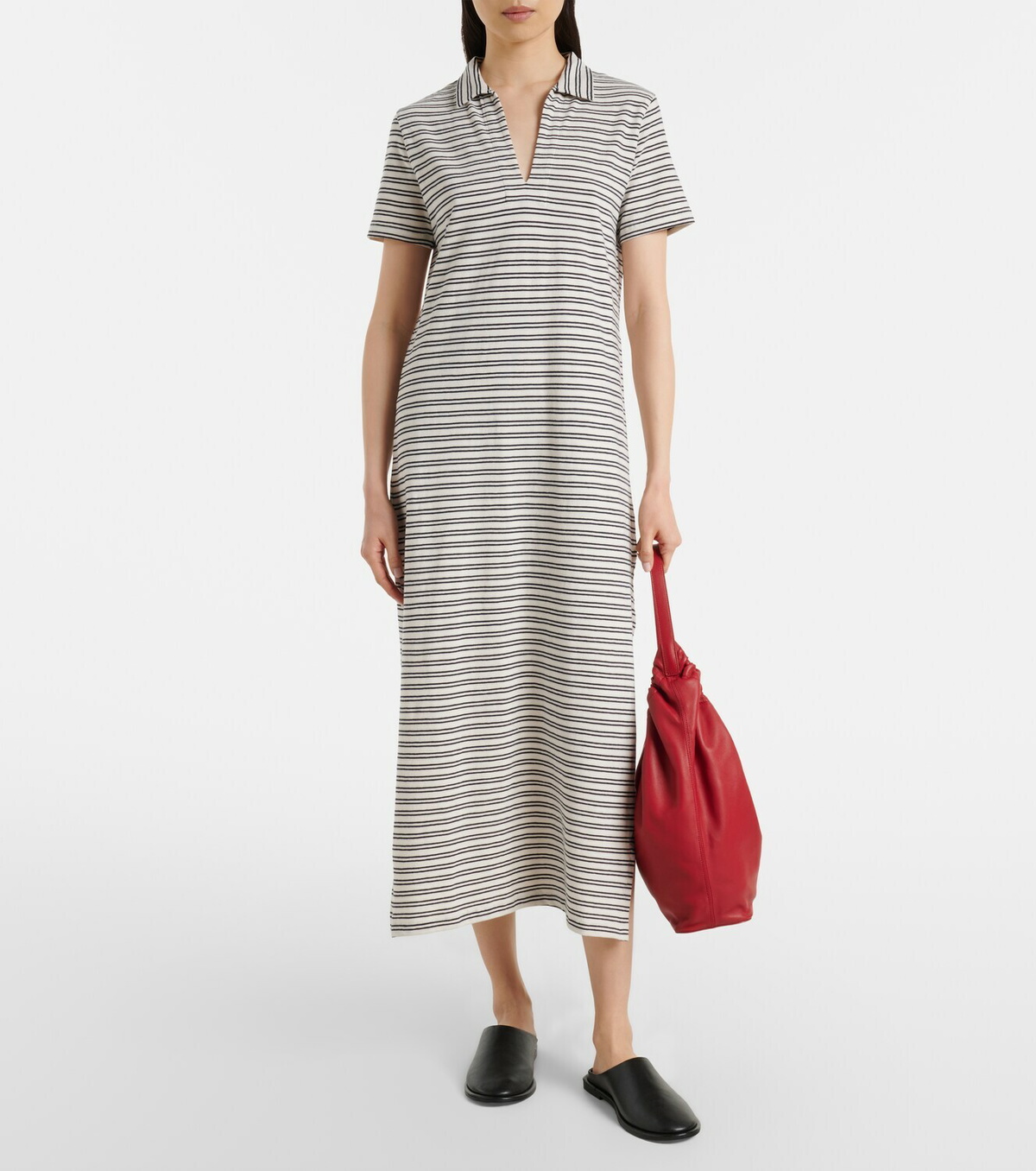 Velvet Corin striped cotton midi dress