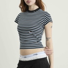Hommegirls Women's x Fruit of the Loom Striped Baby T-Shirt in Baby Blue