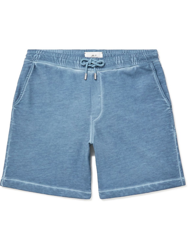 Photo: Mr P. - Cold-Dyed Organic Cotton-Jersey Drawstring Shorts - Blue