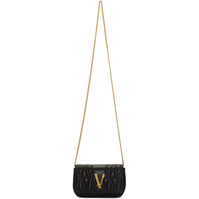 Versace Black Quilted V Evening Bag Versace