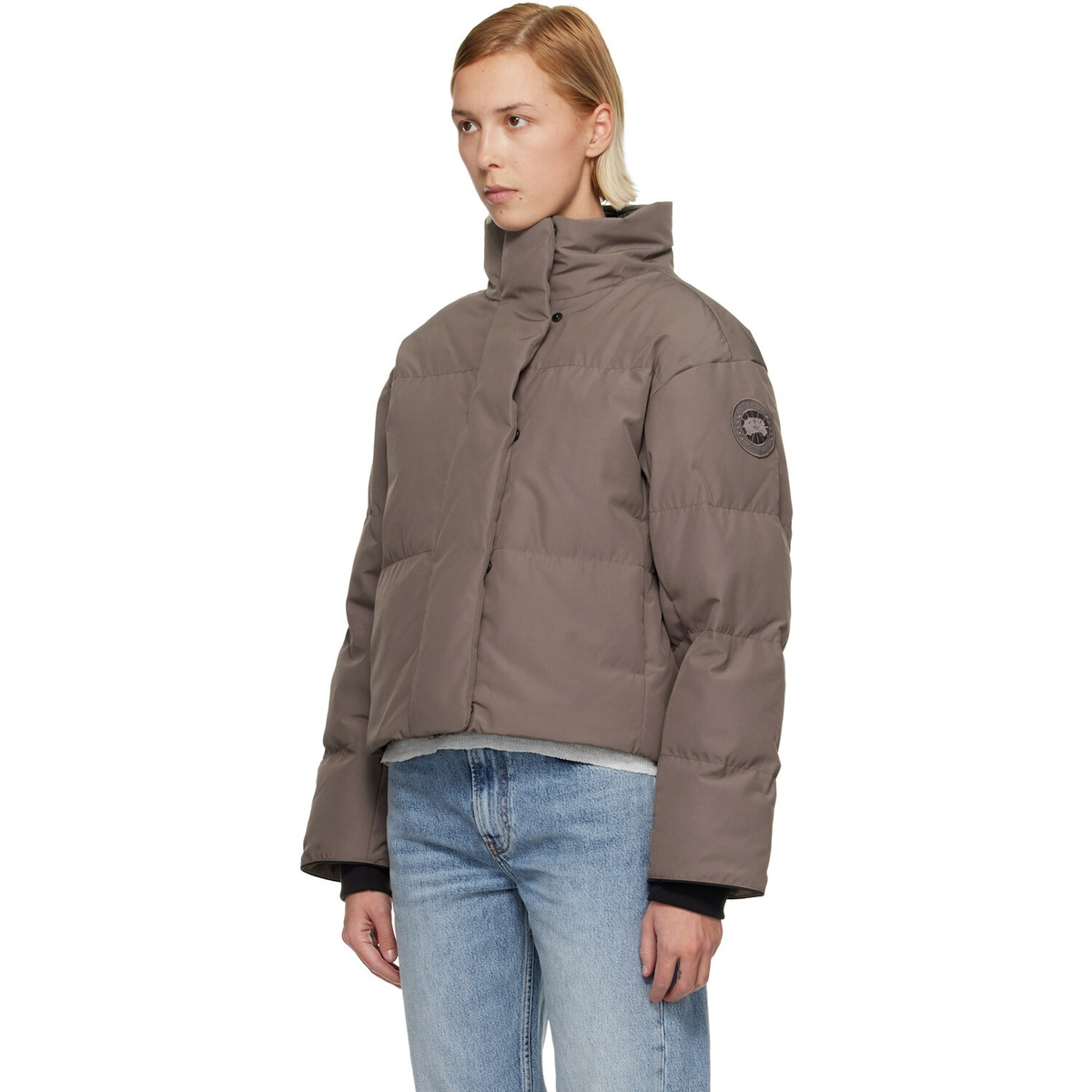 Canada Goose Taupe Grandview Cropped Down Jacket