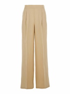 Beige Palazzo Pants With Elastic Waist And Logo Plaque On The Back In Wool Blend Woman TwinSet