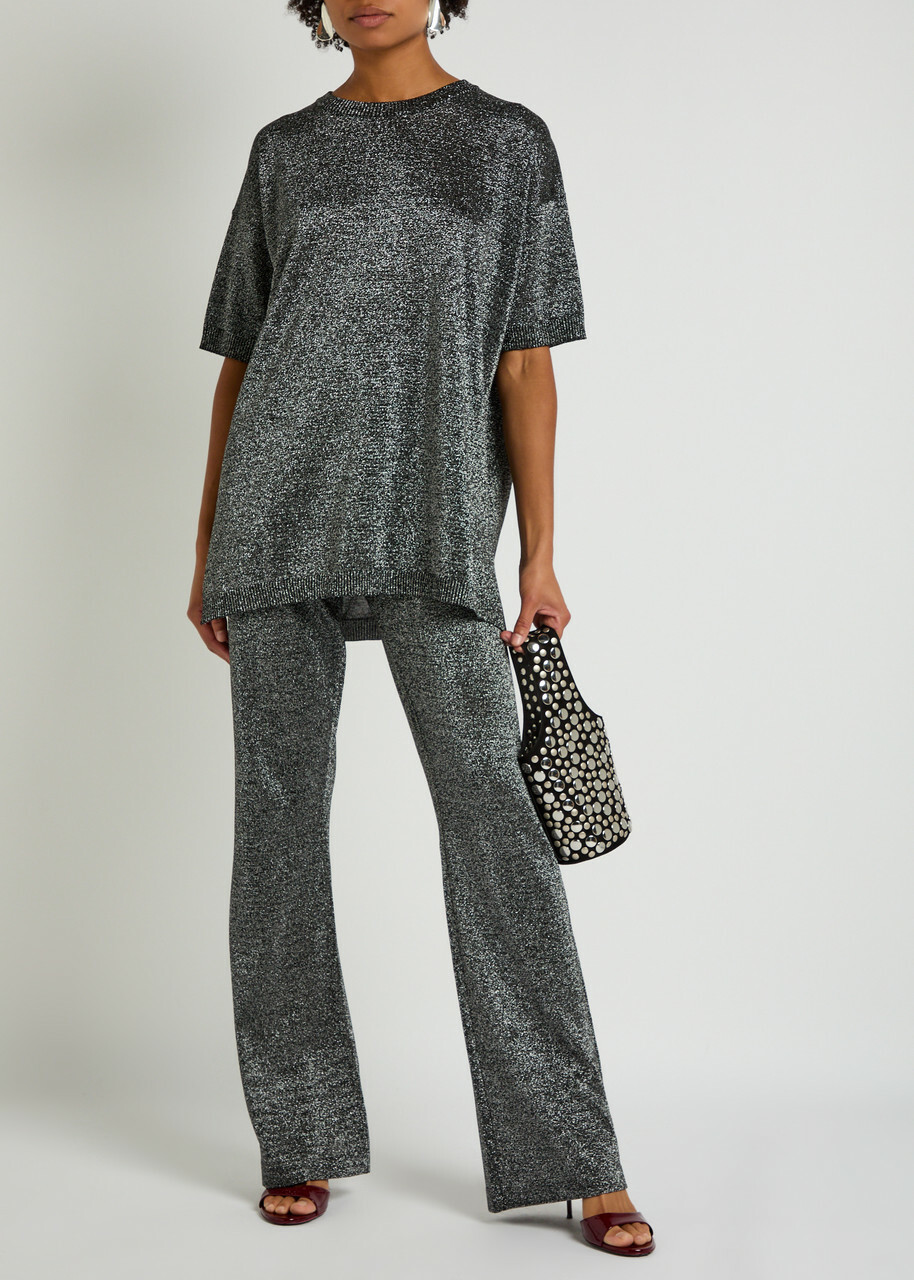 Missoni Lamé Fine-knit Trousers Silver