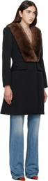 Valentino Black Shearling Collar Coat