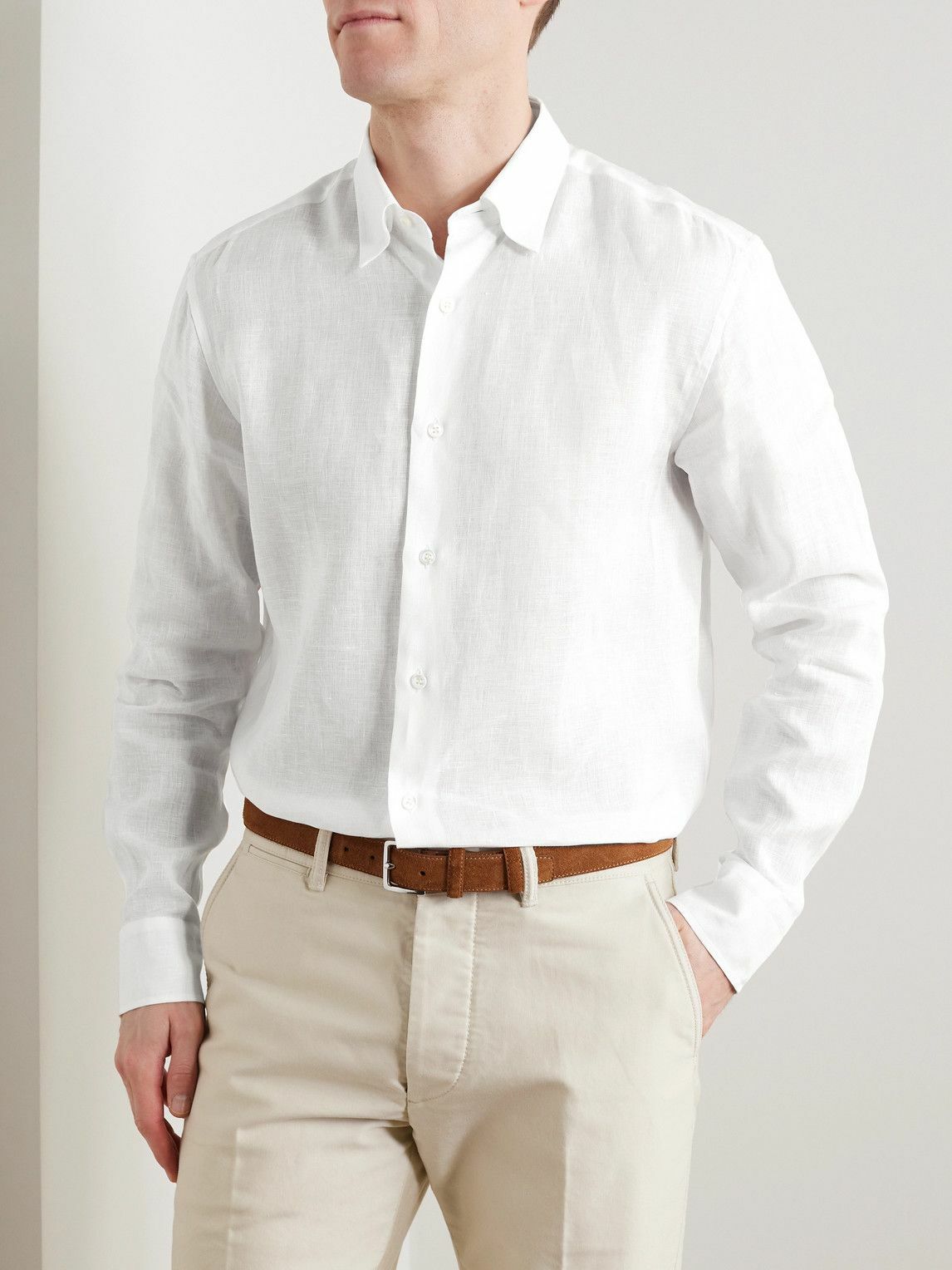 BUTTON-DOWN COLLAR LINEN SHIRT