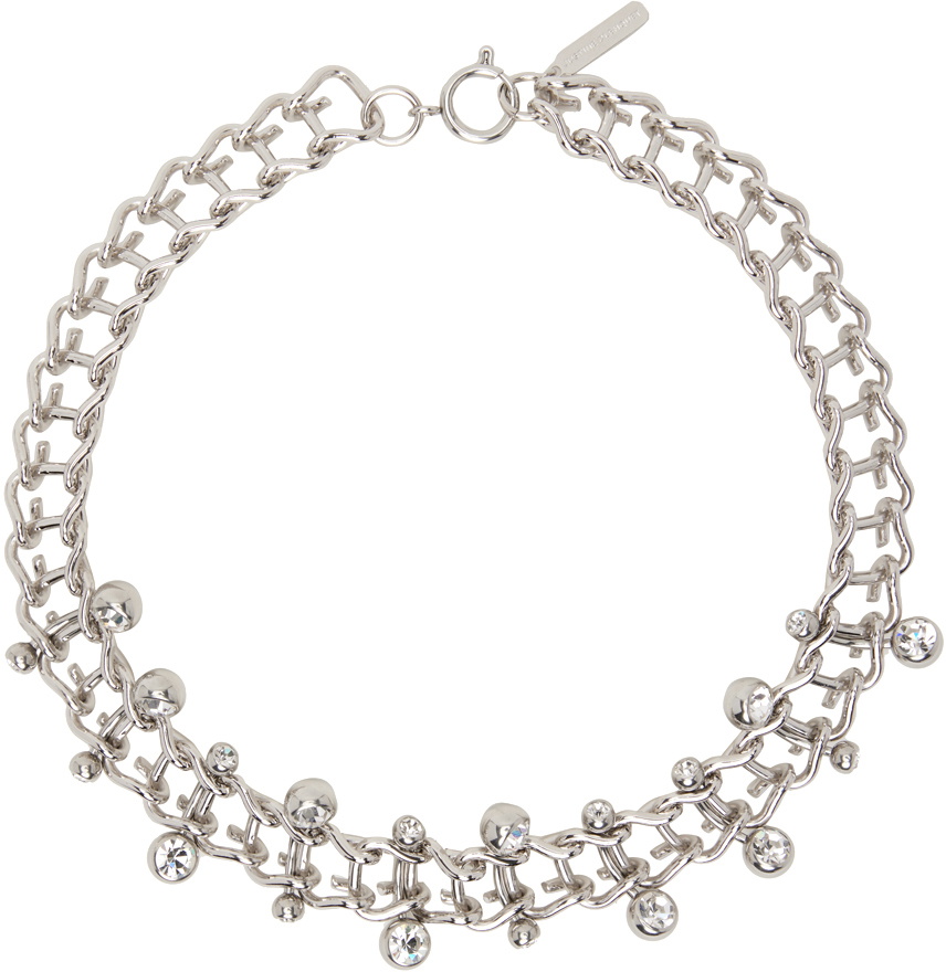 Justine Clenquet Silver Mindy Crystal Choker Justine Clenquet