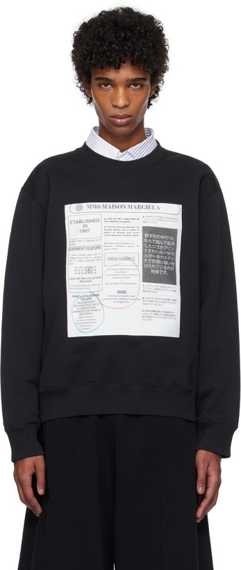 Photo: MM6 Maison Margiela Black Newspaper Print Jersey Sweatshirt