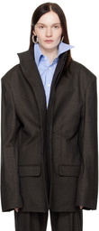 MARIE ADAM-LEENAERDT Brown High Neck Jacket
