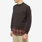 Undercoverism Men's Check Detail Crew Sweat in Charcoal