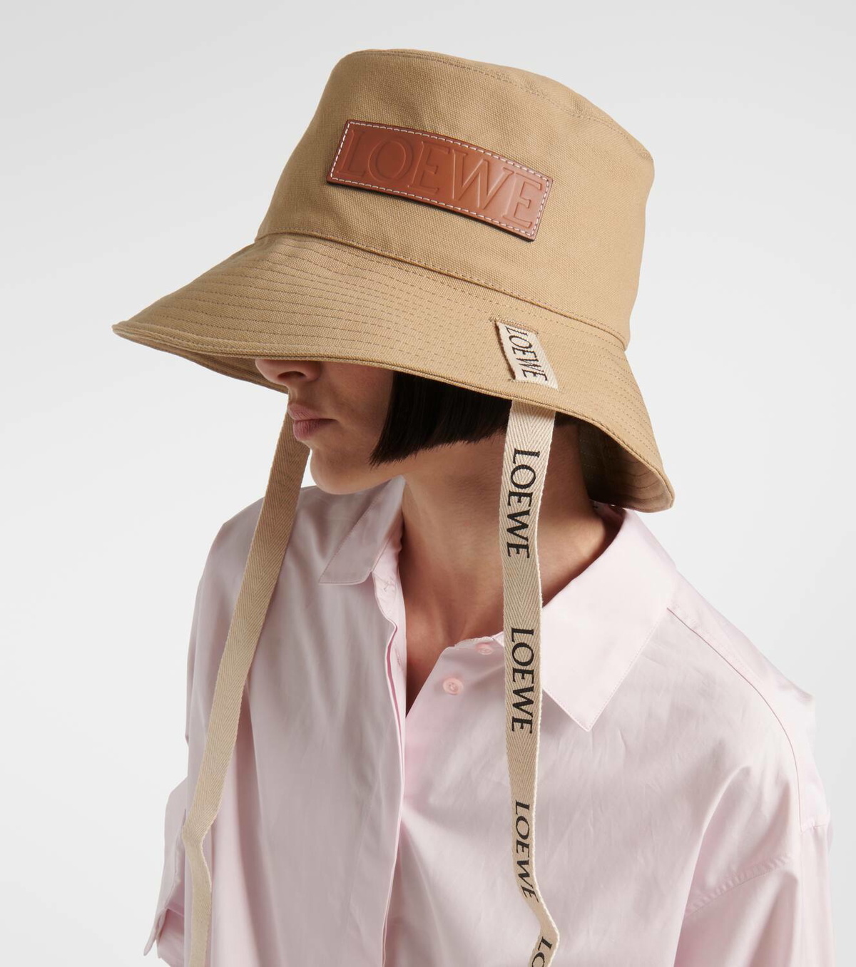 Loewe Fisherman cotton canvas bucket hat Loewe Canvas Calfskin Fisherman Bucket Hat 58 Military Green  main image 3