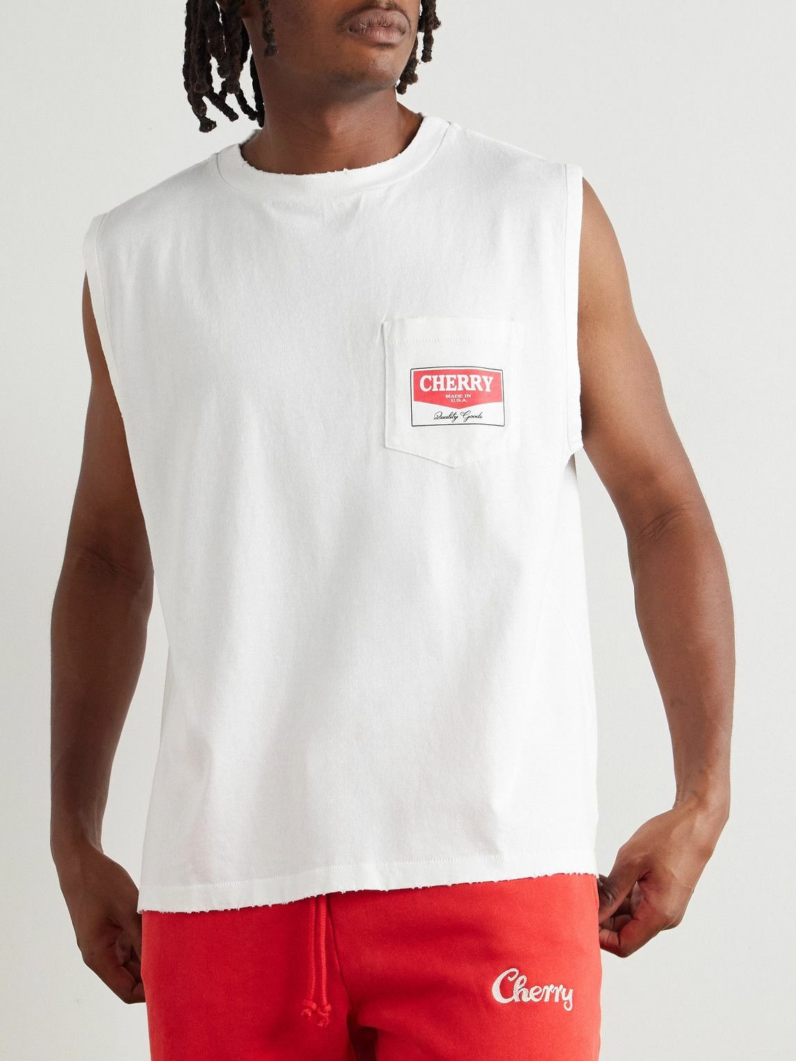 Cherry Los Angeles - Logo-Print Cotton-Jersey Tank Top - White